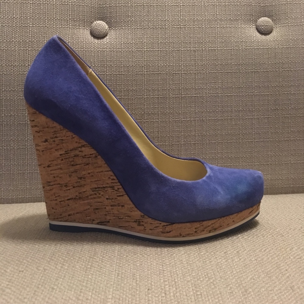 Blue wedge heels
